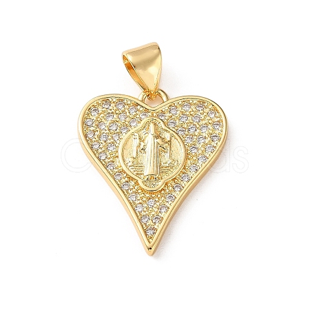 Brass Micro Pave Clear Cubic Zirconia Pendants CU-CBA03AF-09C-G-1