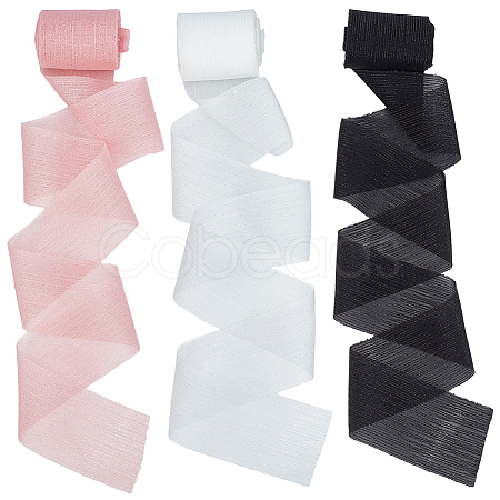 3 Rolls 3 Colors Polyester Chiffon Ribbon OCOR-CY0003-74-1