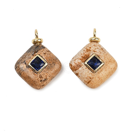 Natural Picture Jasper Pendants KK-B157-42A-03-1