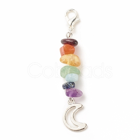 Chakra Theme Natural Gemstone Pendant Decorations HJEW-JM00645-02-1