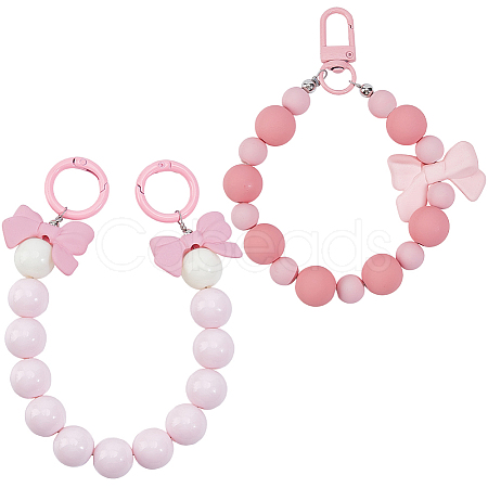 2Pcs 2 Styles Bowknot Acrylic Beaded Decorations HJEW-BBC0001-22-1