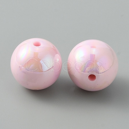 Pearlized Plastic Round Beads KY-WH0004-06E-1