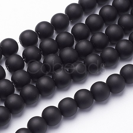 Synthetic Black Stone Beads Strands X-G508-6-1