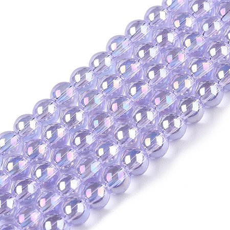 Electroplate Transparent Glass Beads Strands GLAA-T032-T4mm-AB01-1