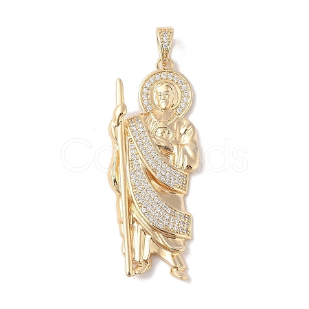Brass Clear Cubic Zirconia Pendants KK-Z050-03G-04-1