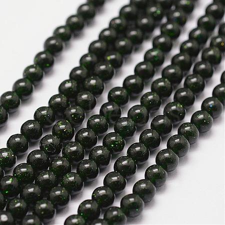 Synthetic Green Goldstone Beads Strands G-N0178-02-4mm-1