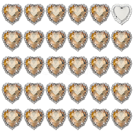 30Pcs Brass with Glass Sew on Rhinestone FIND-FG0004-73B-1