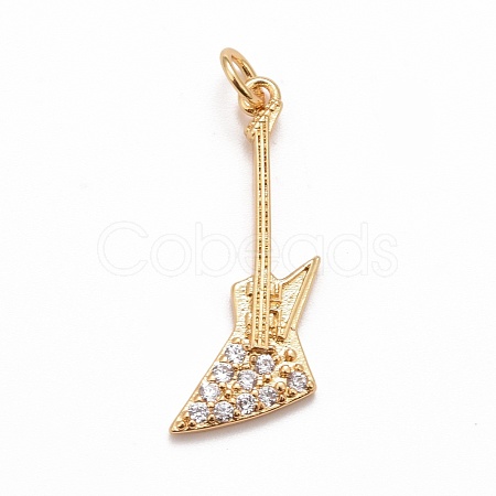 Rack Plating Brass Micro Pave Clear Cubic Zirconia Pendants KK-M229-21G-1