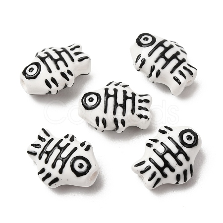 Handmade Printed Porcelain Beads PORC-F005-03B-03-1