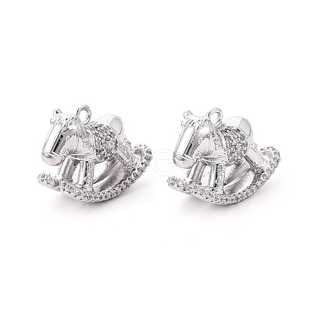 Brass Pave Clear Cubic Zirconia Pendants KK-T081-01P-1