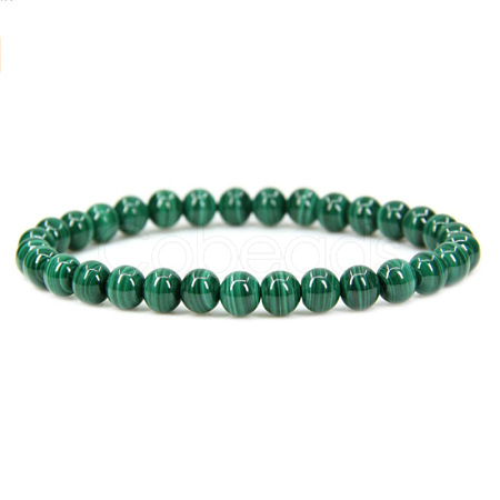 Synthetic Malachite Round Beaded Stretch Bracelet SF8562-1-1-1