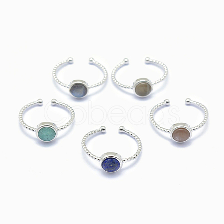 Natural Gemstone Cuff Finger Rings RJEW-I052-01P-1