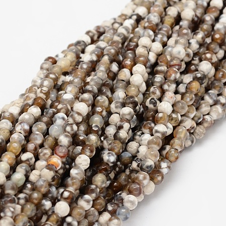 Faceted Natural Agate Round Beads Strands G-E318B-4mm-01-1
