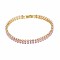 Cubic Zirconia Classic Tennis Bracelet, Real 18K Gold Plated Brass Cubic Zirconia Link Chain Bracelet for Women, Nickel Free, Pearl Pink, 7-1/8 inch~7-1/2 inch(18~19cm)