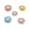 Handmade Glass Seed Beads Woven Beads, with Plastic Imitation Pearl Beads, Flower, Mixed Color, 22~26x8mm