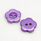 Resin Buttons, Dyed, Flower, Dark Orchid, 15x3mm, Hole: 1mm