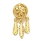 Rack Plating Brass Dangle Charms, Long-Lasting Plated, Cadmium Free & Lead Free, Round with Feather, Real 18K Gold Plated, 27x11x9mm, Hole: 4.5mm