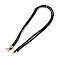 Nylon Cord Necklaces Findings, with Brass Micro Pave Cubic Zirconia Rectangle Clasps, Lead Free & Cadmium Free, Golden, 13.98x0.12 inch(35.5x0.3cm), Rectangle: 6x10x6mm