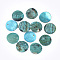 Spray Paint Natural Akoya Shell Pendants, Mother of Pearl Shell Pendants, Flat Round, Dark Turquoise, 15x1~3mm, Hole: 1.1~1.5mm