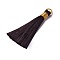 Polyester Tassel Pendants, Coconut Brown, 80~83x7~8mm, Hole: 5~7mm