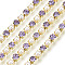 Brass Rhinestone Strass Chains, with ABS Plastic Imitation Pearl, Rhinestone Cup Chain, Grade A, Raw(Unplated), Violet, 2x2mm, 4000pcs rhinestone/bundle, about 32.8 Feet(10m)/bundle