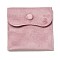 Velvet Jewelry Pouches, Jewelry Gift Bags with Snap Button, for Ring Necklace Earring Bracelet Storage, Square, Flamingo, 10x9.7x0.2cm