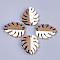 Resin & Walnut Wood Pendants, Tropical Leaf Charms, Monstera Leaf, Creamy White, 37.5x30x3~3.5mm, Hole: 2mm