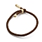 Cotton Cord Bracelets, with Brass Finding, Long-Lasting Plated, Real 24K Gold Plated, Saddle Brown, 8-1/2 inch(21.5cm)~9 inch(23cm)