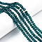 Glass Beads Strands, Faceted, Rondelle, Dark Cyan, 6x5mm, Hole: 1mm, about 83~85pcs/strand, 38~39cm