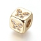 Brass Beads, with Micro Pave Cubic Zirconia, Cube with Butterfly, Clear, Golden, 6x6x6mm, Hole: 3mm