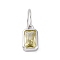 925 Sterling Silver Cubic Zirconia Charms, Colours, Rectangle, Pale Goldenrod, 8x5x2mm, Hole: 5x3mm