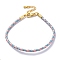 Polyester Cord Braided Bracelet Makings, with Stainless Steel Claw Lobster Clasps, Brass Findings, Long-Lasting Plated, Pink, 7-3/8 inch(18.8cm)