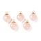 Natural Rose Quartz Pendants, Openable Perfume Bottle, with Golden Tone Brass Findings, Heart Shape, 33~35x22~23x12~13mm, Hole: 3.5mm, capacity: 1ml(0.03 fl. oz)