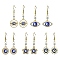 Alloy Enamel Evil Eye Dangle Earrings with Crystal Rhinestone, with Ion Plating(IP) 304 Stainless Steel Earring Pins, Mixed Shapes, 40~49x18~22mm