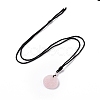 Natural Rose Quartz Triskele/Triskelion Pendant Necklace with Nylon Cord for Women NJEW-E091-01E-2