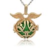 Golden Tone Brass Cage Pendants KK-J213-15G-2