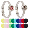 2Pcs 2 Styles Stainless Steel Watch Band Bracelets BJEW-HS0001-15C-1