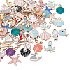 Ocean Theme Alloy Enamel Pendants ENAM-BC0001-04-4