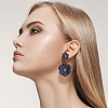 2 Pairs 2 Colors Alloy Double Flower Dangle Stud Earrings EJEW-AN0001-31-6