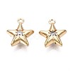 Brass Micro Pave Clear Cubic Zirconia Charms KK-Q764-005-1