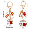 6Pcs 6 Style Fruit Alloy Enamel Pendant Keychain with Lucky Charm KEYC-DR0001-08-2