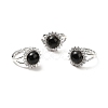Natural Obsidian Adjustable Rings RJEW-P043-02P-17-1