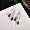 Natural Amethyst Bullet Chandelier Earrings EJEW-SW00017-01-5