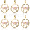 6Pcs Brass Micro Pave Cubic Zirconia Enamel Pendants KK-BBC0020-66-5