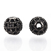 Rack Plating Brass Cubic Zirconia Beads ZIRC-S001-6mm-B04-2