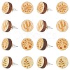 SUNNYCLUE 8 Pairs 4 style Natural Wood Flat Round Stud Earrings EJEW-SC0001-47-1