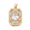 Brass Micro Pave Clear Cubic Zirconia Pendants KK-P263-25KCG-01-1