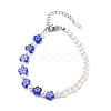 Plastic Imitation Pearl & Millefiori Glass Beaded Finger Ring Bracelet Necklace SJEW-JS01239-6