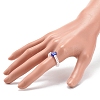 Plastic Imitation Pearl & Millefiori Glass Beaded Finger Ring for Women RJEW-JR00484-3