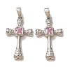 Brass Micro Pave Pink Cubic Zirconia Pendants CU-CBA9AB3-37P-1
